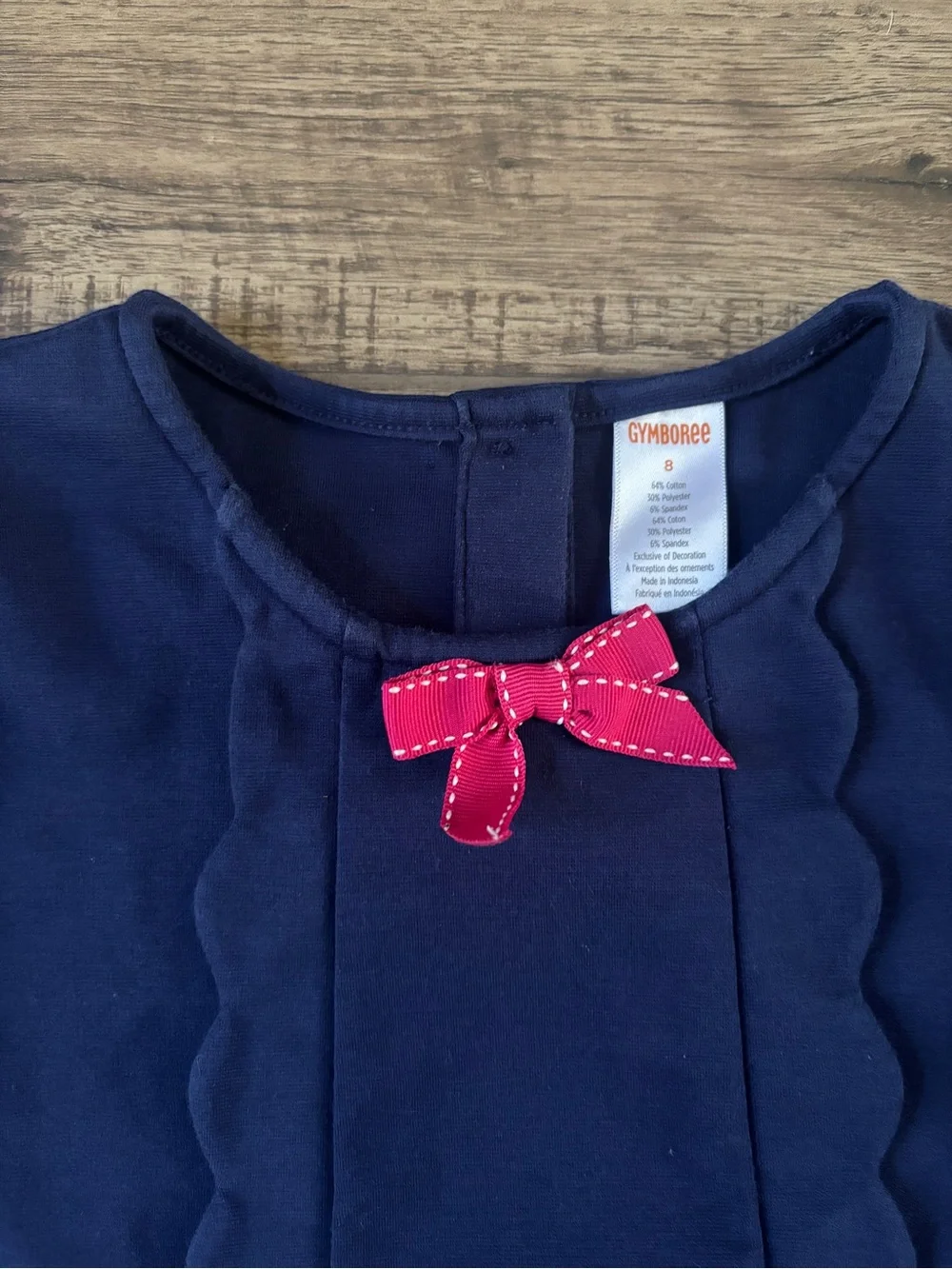 Gymboree Navy Dress with Pink Bow & Floral Dachshund Appliqués